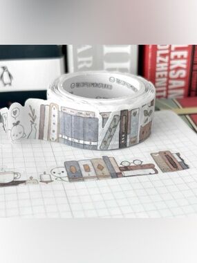 TheCoffeeMonsterzCo- Painted Bookshelf Die-Cut Washi Tape - 18mm